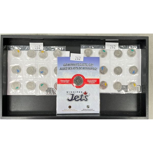2011 CANADIAN NATURE CIRCULATION LOT OF 24 CANADIAN QUARTERS WITH COMMEMORATIVE WINNIPEG JETS $.50