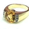 Image 1 : Bezel-Set Honey-Colored Citrine and Diamond Ring