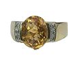 Image 2 : Bezel-Set Honey-Colored Citrine and Diamond Ring