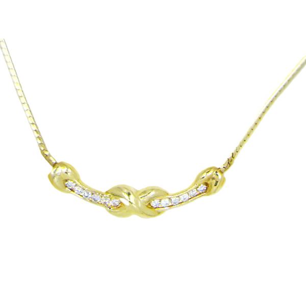 14K Yellow Gold "Kiss" X Diamond Necklace
