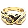 Image 3 : 14K Yellow Gold "Kiss" X Ring with Diamonds