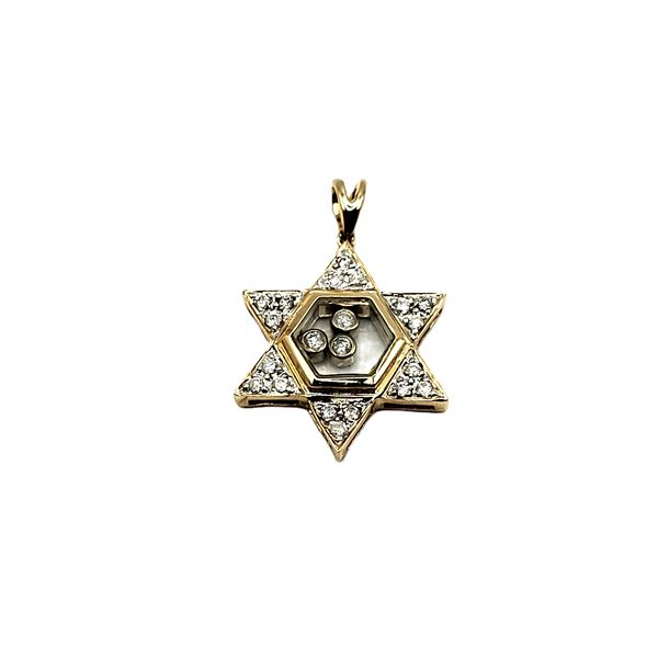 Star of David Pendant Featuring Floating Diamonds 14K