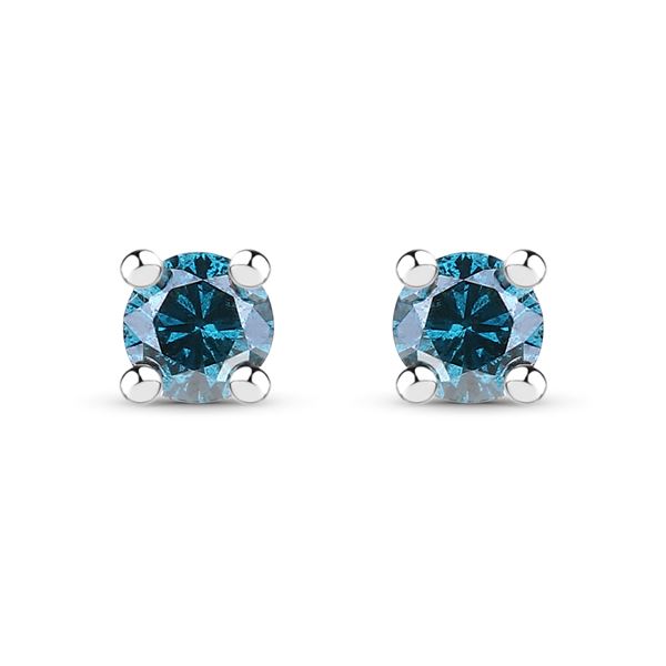 Minimalist Earth-Mined Blue Diamond Stud Earrings
