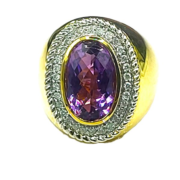 Bold 8 Carat Amethyst and Diamond Ring