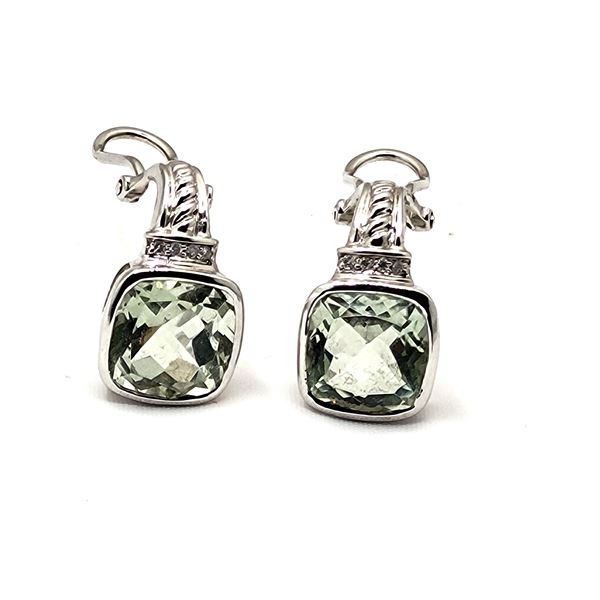 Gorgeous Green Amethyst and Diamond Earrings