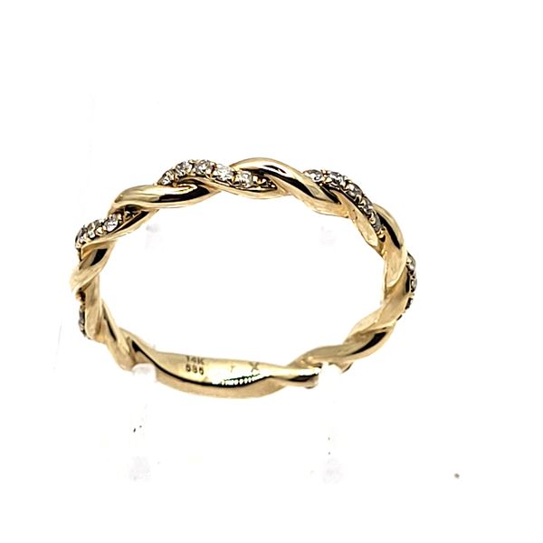 14K Yellow Gold and Diamond Twist Band