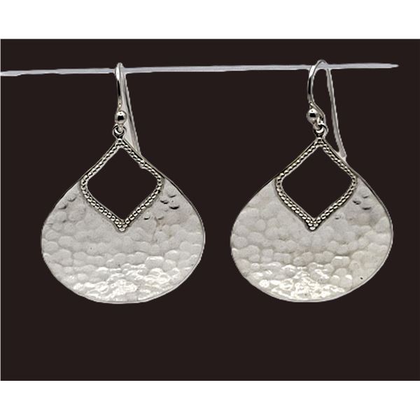 Sterling Silver Hammered Drop Earrings .925