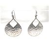 Image 4 : Sterling Silver Hammered Drop Earrings .925