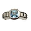 Image 1 : Swiss Blue Topaz Unisex Ring with Designer Features