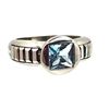 Image 2 : Swiss Blue Topaz Unisex Ring with Designer Features