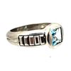 Image 4 : Swiss Blue Topaz Unisex Ring with Designer Features
