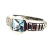 Image 5 : Swiss Blue Topaz Unisex Ring with Designer Features