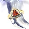 Image 2 : Trilliant-Cut Fire Opal with Diamond Halo Ring