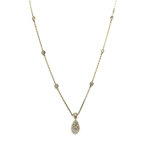18K Diamond Cluster Drop Station Necklace