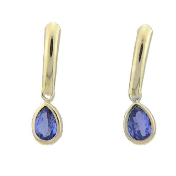 14K Yellow Gold Dangling Tanzanite Earrings