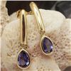 Image 8 : 14K Yellow Gold Dangling Tanzanite Earrings