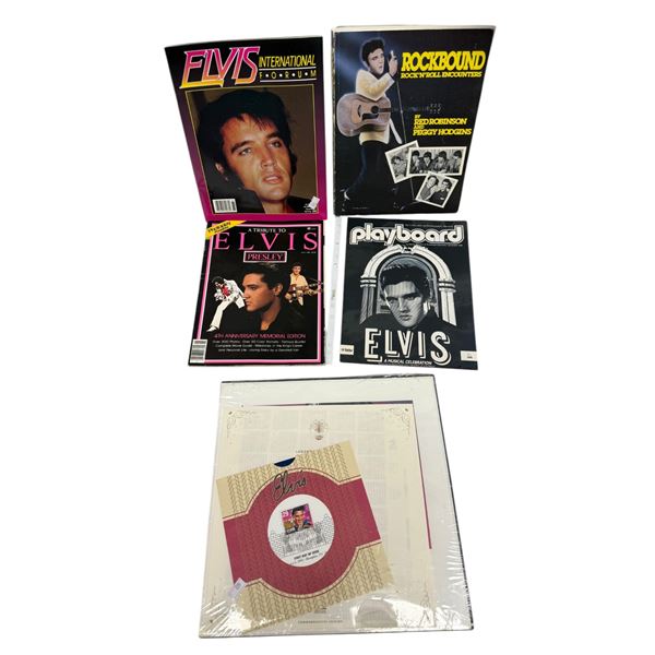 Assorted Vintage Elvis Books And Magazines & Elvis Complete Collection Record With 45 Sealed
