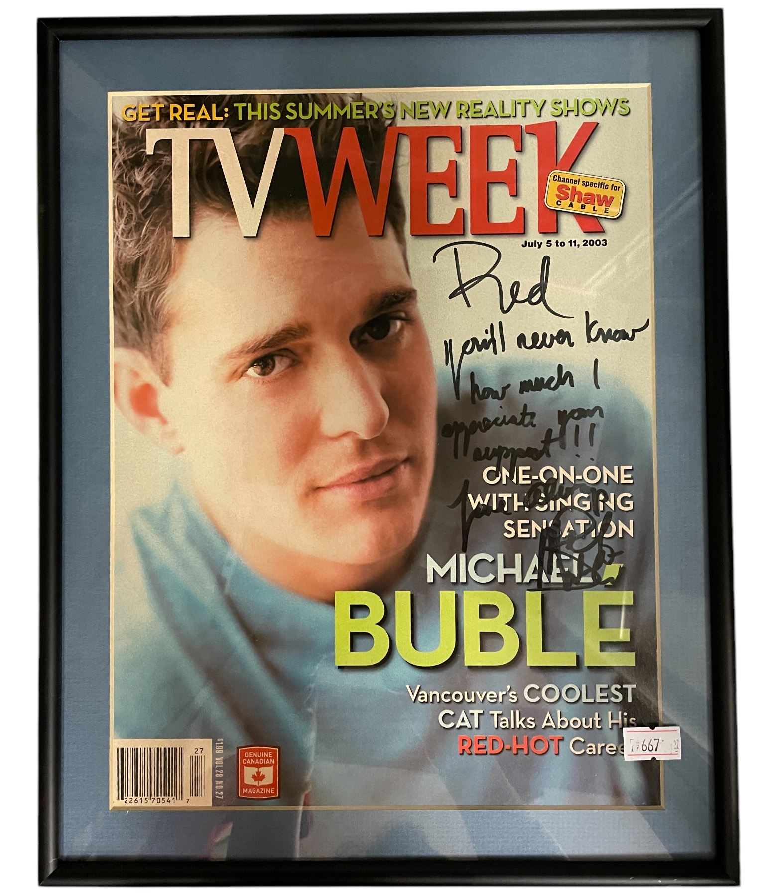 Michael Bublé Signed Tv Week Magazine To Red Robinson W/ Interview Column