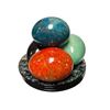 Image 1 : 4 Natural Gemstone Eggs, 3 Abalone Inlay Plates
