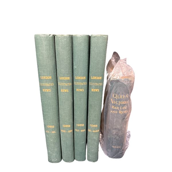 5 Vintage Hardcover Books, London Illustrated News & Queen Victoria Her Life In Reign