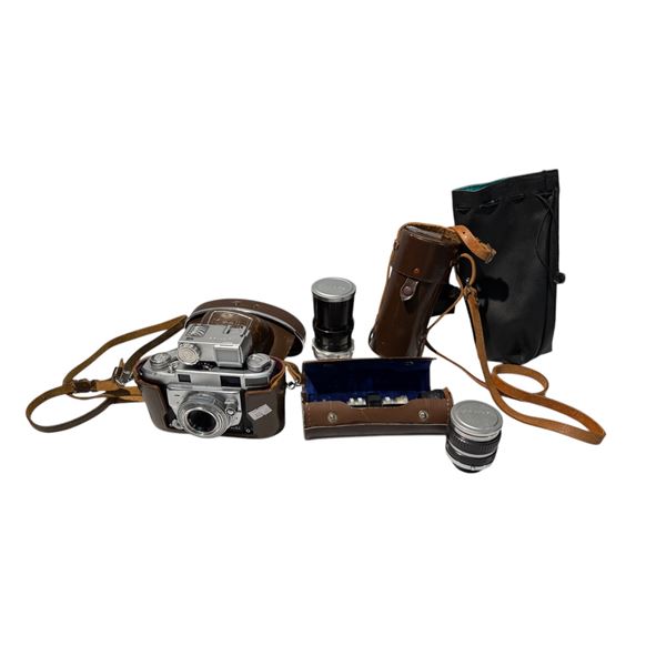 Vintage Minolta Camera With Case & Minolta Lenses In Cases