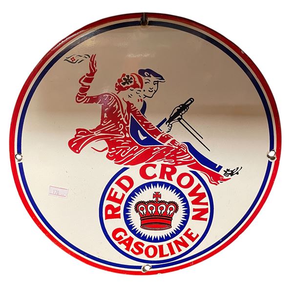 Vintage Porcelain On Steel Red Crown Gasoline Advertising Sign