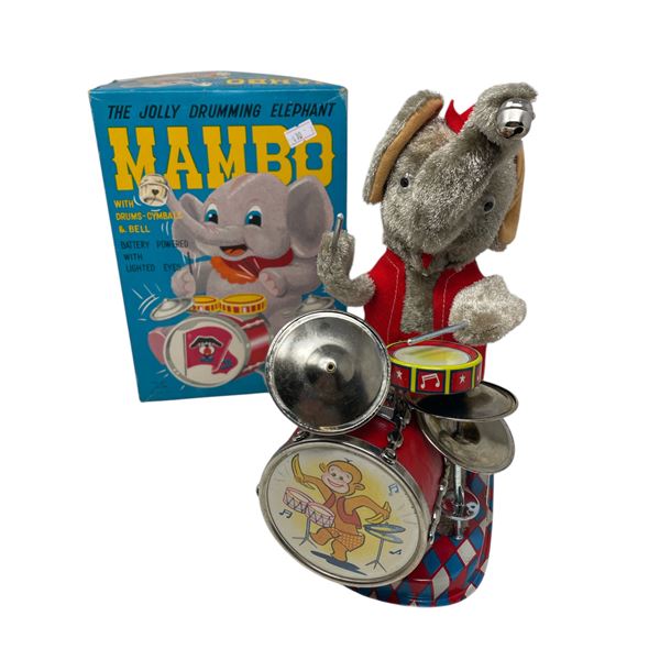 Vintage Battery Operated Mambo Drumming Clown Toy, In Original Box