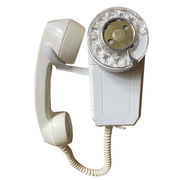 Vintage White Wall Hanging Rotary Telephone