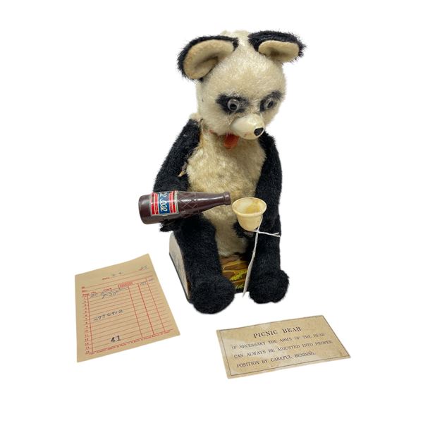 Vintage Battery Operated Picnic Bear "It Drinks", In Original Box