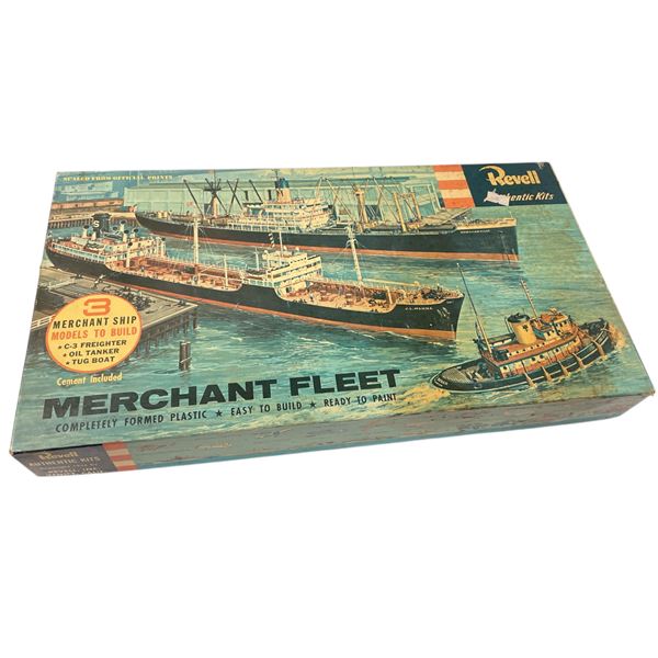 Vintage Revell Merchants Ship Model Kit (3 Merchant Ship Model Kits To Build), In Original Box