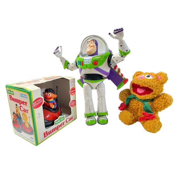 3 Vintage Toys, Buzz Lightyear, Ernie Bumper Car, Etc..
