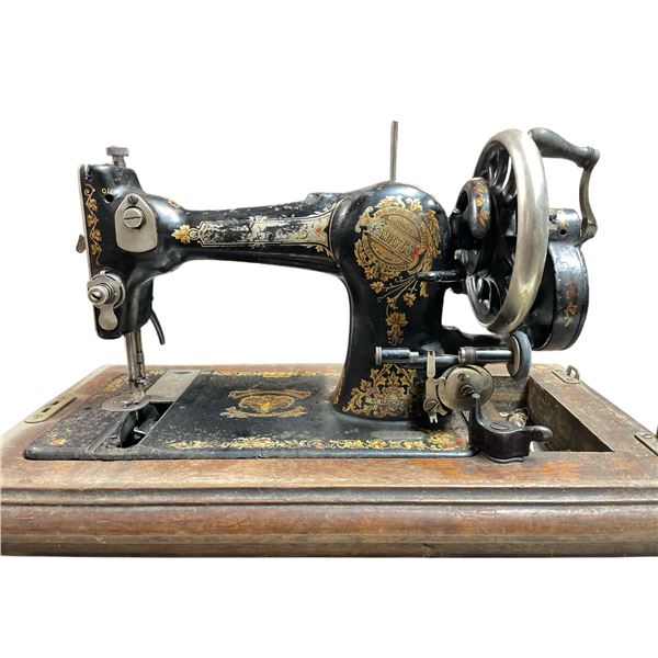 Vintage Joseph Watson & Sons Sewing Machine, In Original Case With Key