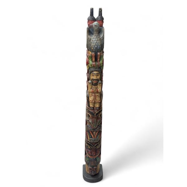 Carved Indonesian Totem Pole In First Nations Style