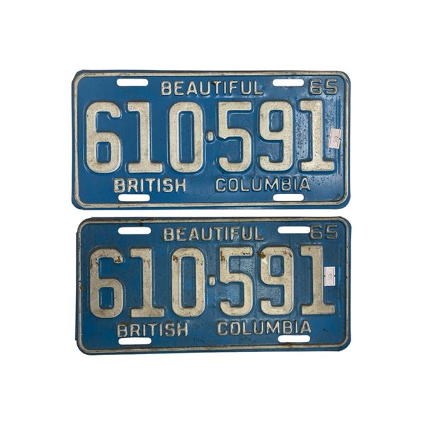 Pair Of 1965 British Columbia License Plates