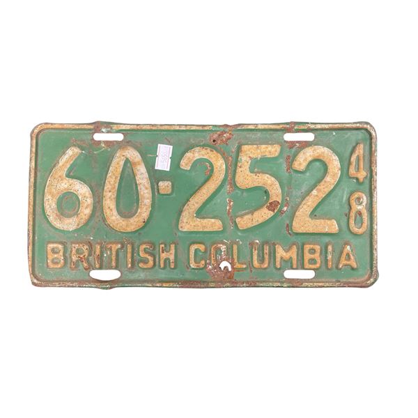 1948 British Columbia License Plate