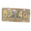 Image 1 : 1950 British Columbia License Plate