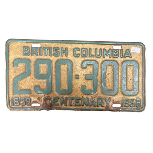 1958 British Columbia License Plate