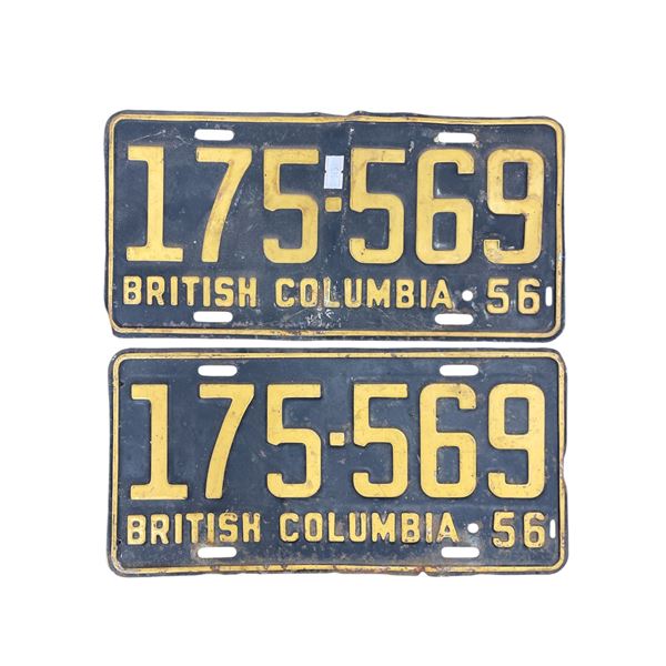 Pair Of 1956 British Columbia License Plates