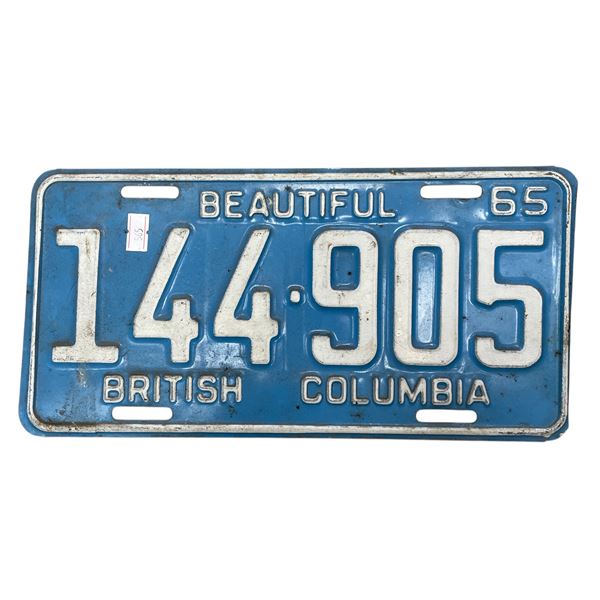 Pair Of 1965 British Columbia License Plates