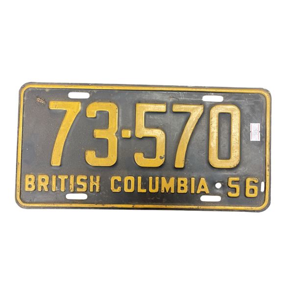 1956 British Columbia License Plate