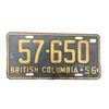 Image 1 : 1956 British Columbia License Plate