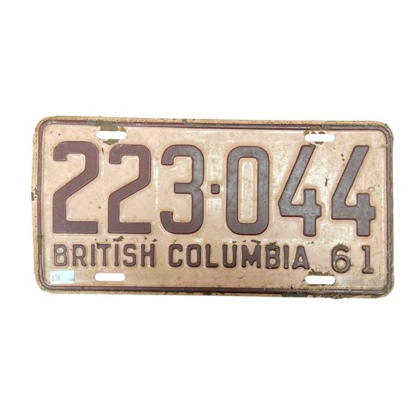 1961 British Columbia Centenary License Plate