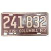 Image 1 : 1962 British Columbia Centenary License Plate