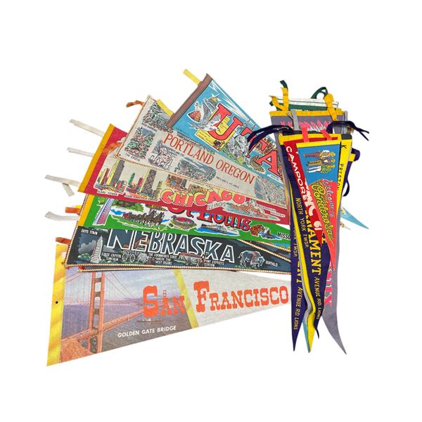 Large Assortment Of Vintage Pennants