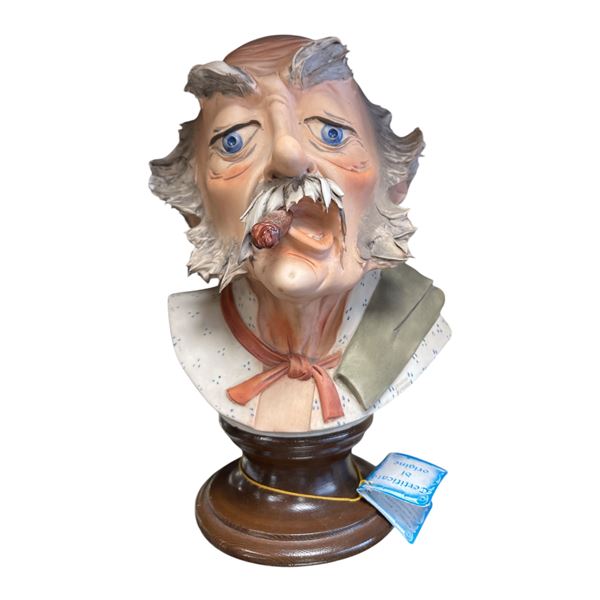 Vintage Capodimonte Bust Of Man Smoking Cigar