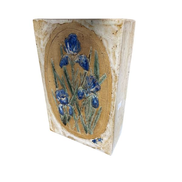 Vintage Art Pottery Flower Vase, Signed By Artist