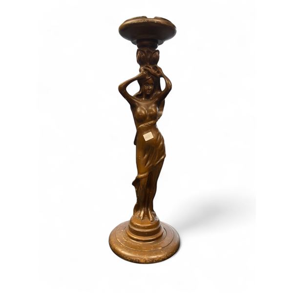 Vintage Carved Wood Lady Ashtray