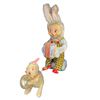Image 1 : Vintage Battery Operated Tin Litho Accordion Rabbit With Cymbal Bunny