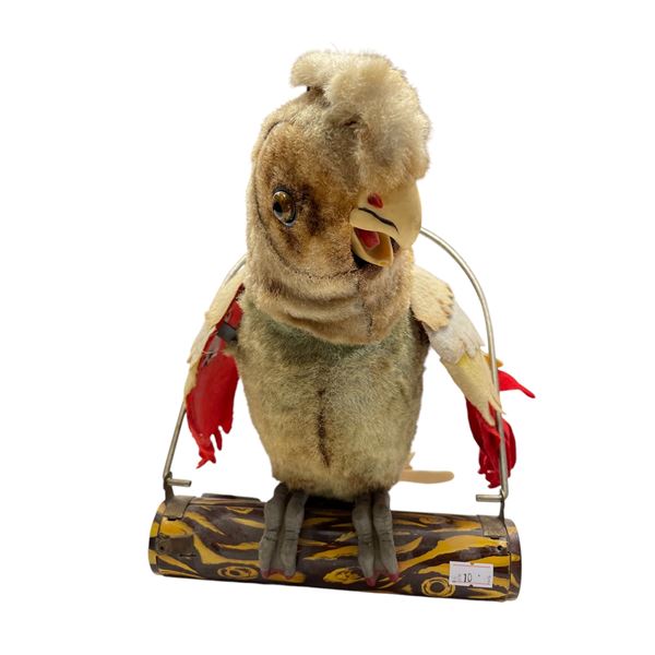 Vintage Tin Litho Battery Operated Hanging Parrot