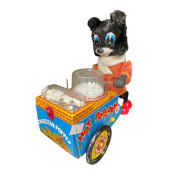 Vintage Tin Litho Battery Operated Cragstan Popper Bear